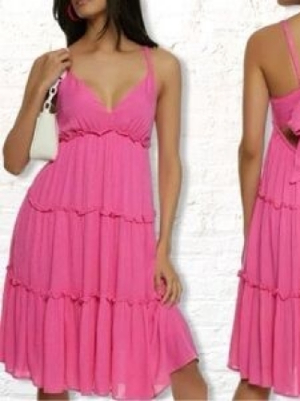 HAUTE MONTE | SMALL | PINK TIERED DRESS W/ CUTOUT IN BACK